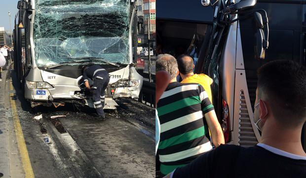 İki metrobüs çarpıştı! Çok sayıda yaralı