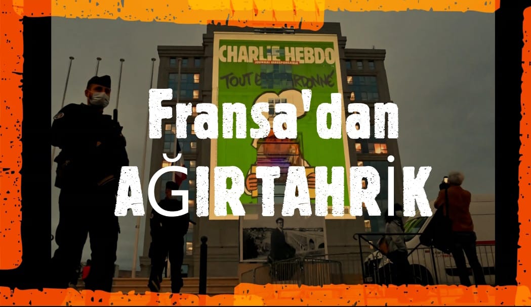 Fransa'dan ağır tahrik: Hükümet binasına Charlie Hebdo karikatürleri yansıtıldı