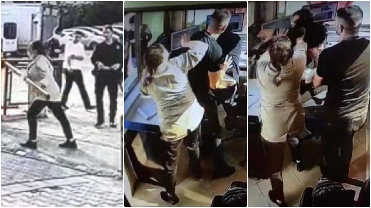 Kargo paketi kapısına çıkartılmayan kadın dehşet saçtı (video haber)
