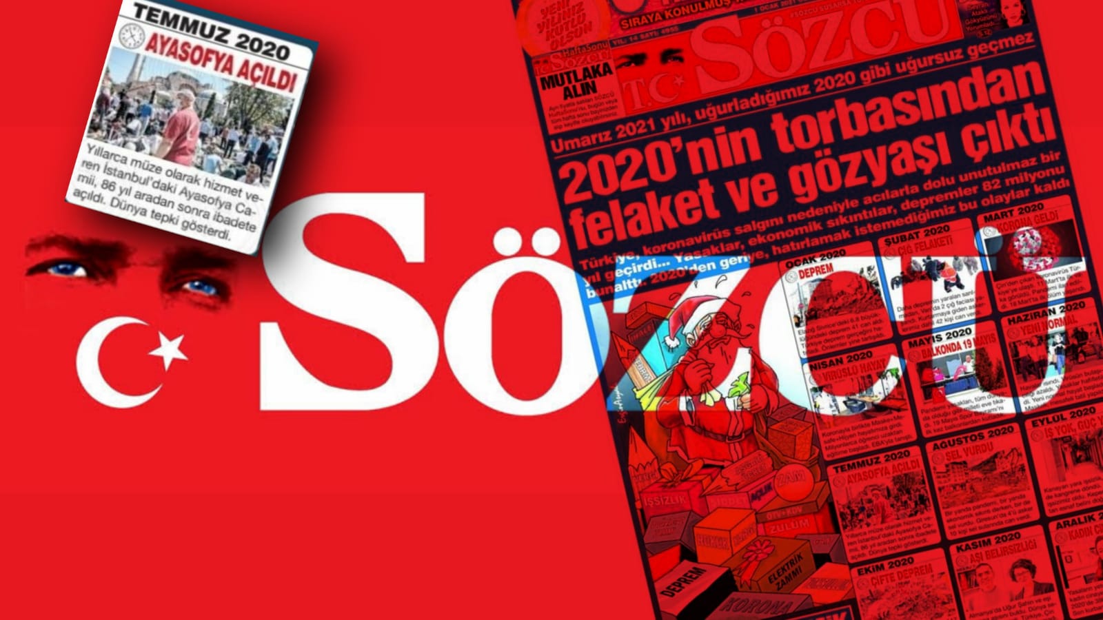 Sözcü gazetesi Ayasofya'nın yeniden camiye dönüştürülmesini ''Büyük Felaket'' olarak gördü