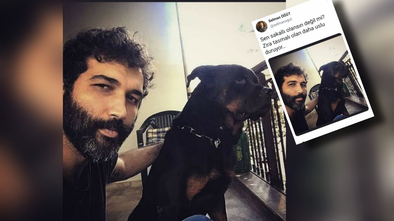 Barış Atay'ın köpekli fotosunu paylaşan Selman Öğüt 'sen sakallı olansın değil mi?' diye sordu