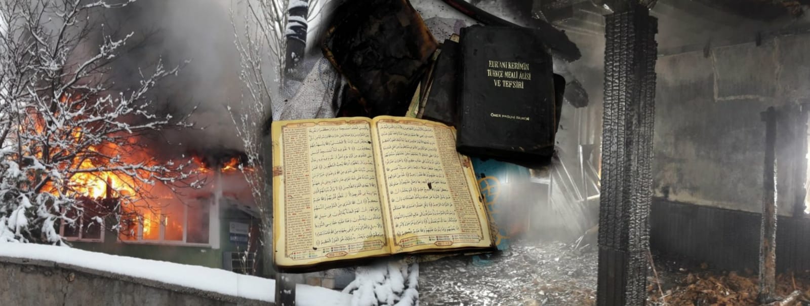 Maraş'ta tamamen yanıp küle dönen camide Kur'an'ı Kerimler zarar görmedi