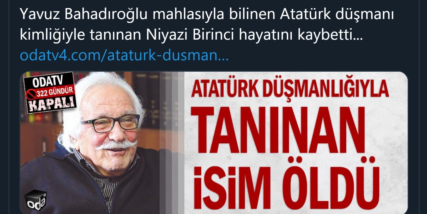 ODA TV Yavuz Bahadıroğlu'nun ölümünü provokatif başlıkla duyurdu