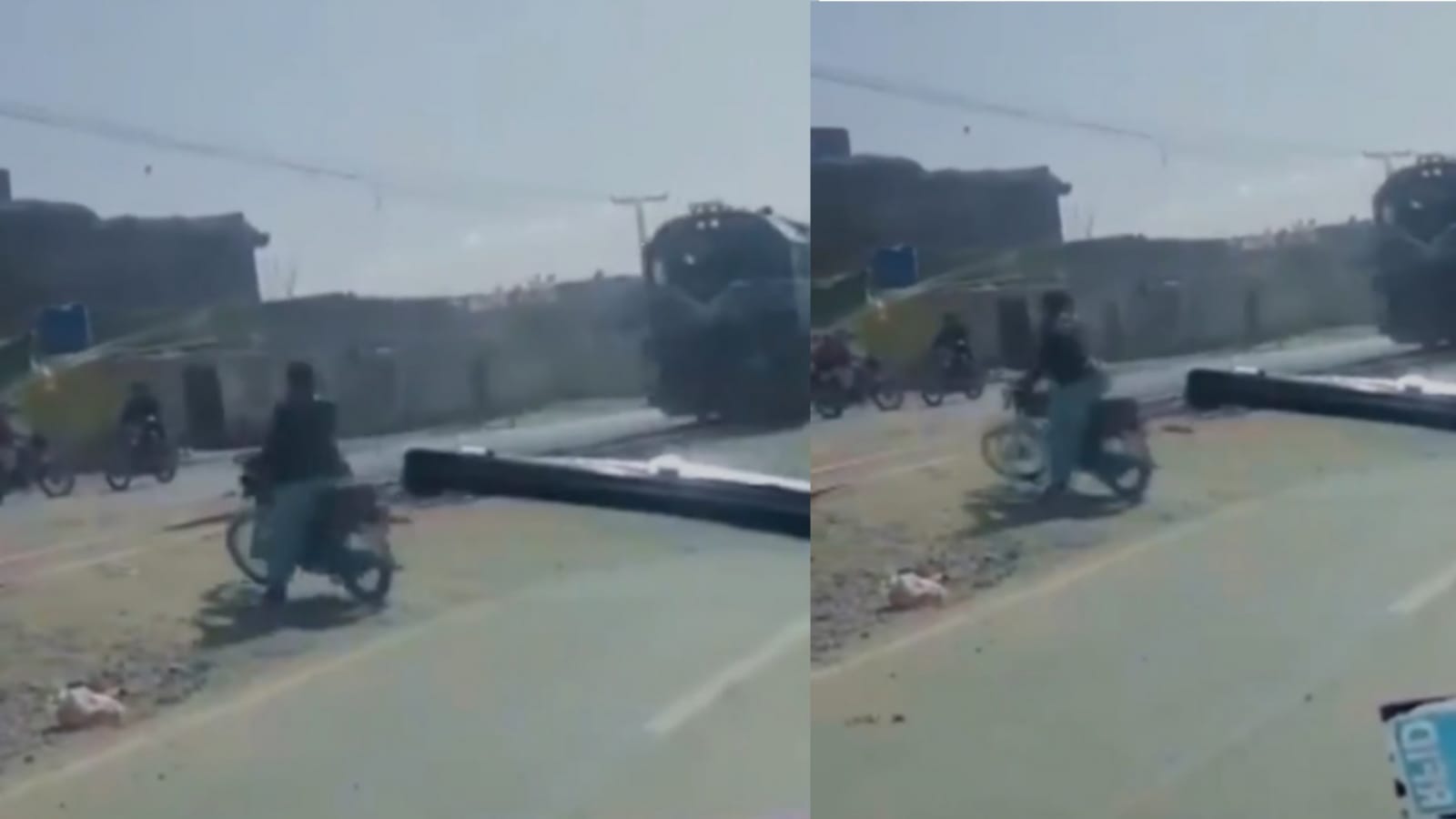Kan donduran görüntü: Trenin altına giren motorsikletin sürücüsü sağ kurtuldu (Video-Haber)