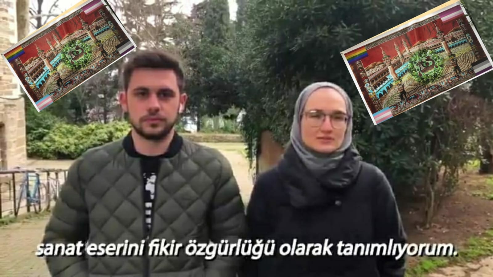 Boğaziçi'nde inançlı öğrenciler video çekti, LGBT'li Kabe resmi için ''Sanat eseri'' dedi'' (Video)