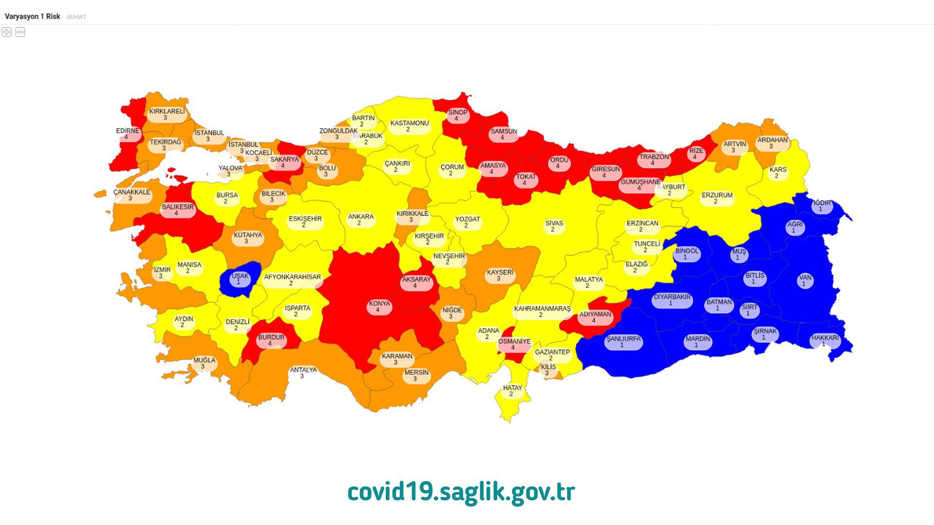 Sağlık Bakanı Koca Kovid-19 risk haritasını paylaştı