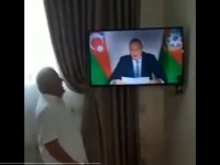 Benzersiz sevinç anları: Aliyev'i ağlayarak ve çığlık atarak izledi (Video Haber)