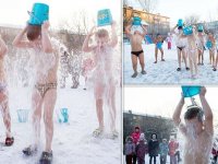 Anaokulu çocuklarına virüse karşı eksi 25 derecede buz banyosu